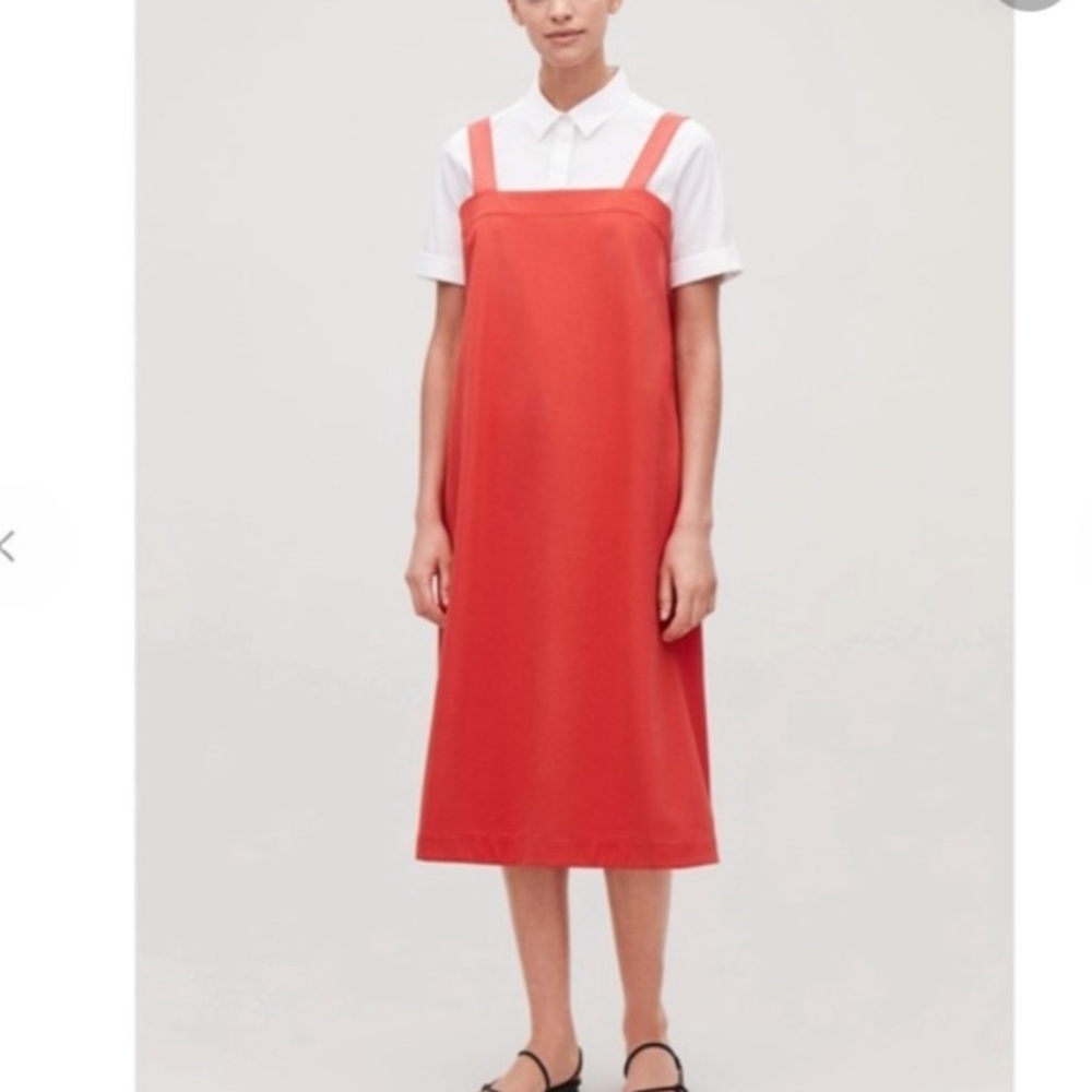 COS Apron Dress with Woven Straps Flame Red
